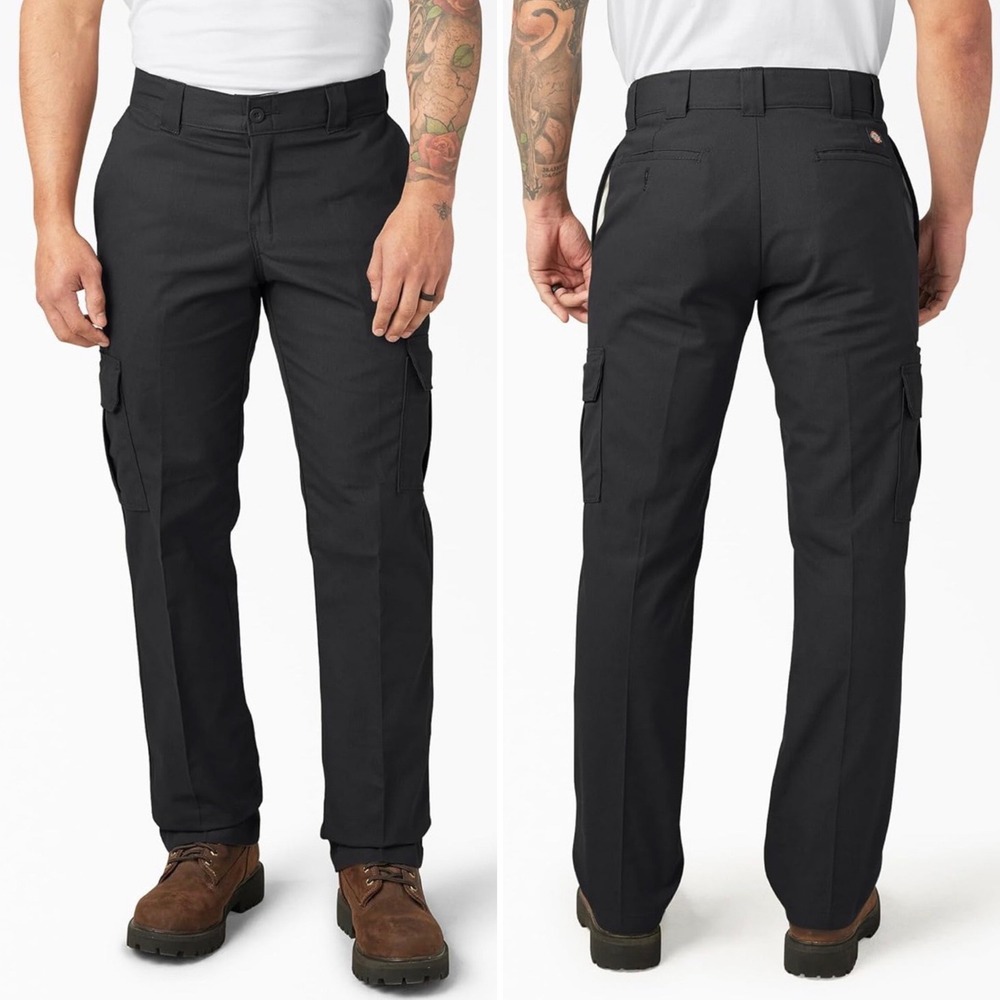 Dickies Regular Straight Cargo Pants Black Workwear Stretch 30x30